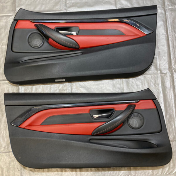 2015-2019 F82 F83 BMW M4 Interior Door Panels / Pair / Sakhir Orange Merino Leather / F8M05