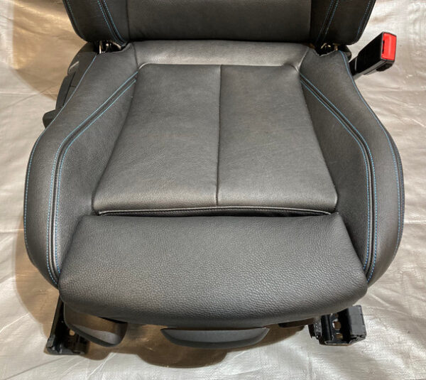 2016-2018 F87 BMW M2 Dakota Black Leather Front Sport Seats / Pair / Blue Stitching / B2008 - Image 5